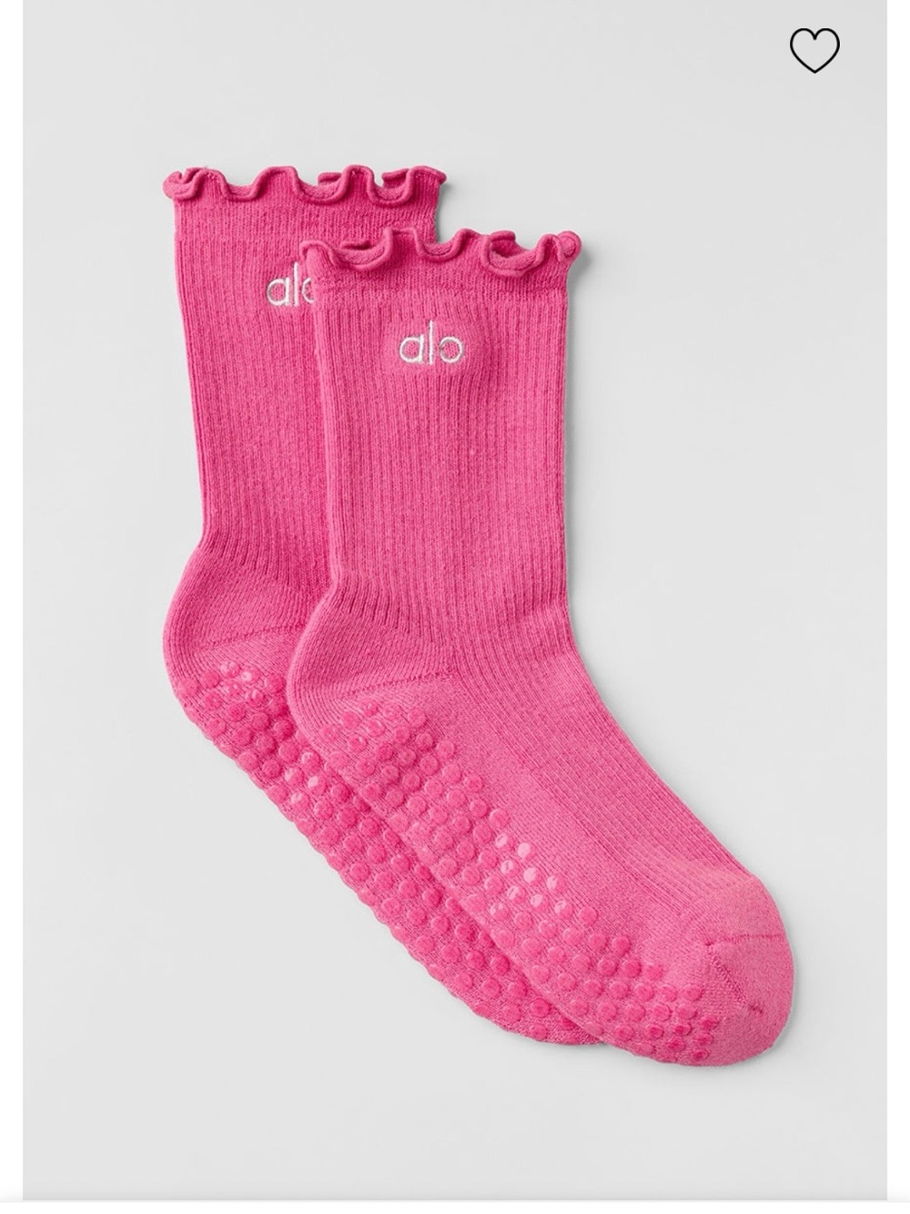 ALO Yoga lettuce edge grip sock, paradise pink